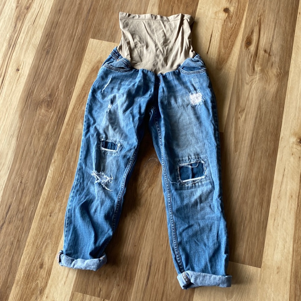 Size medium Indigo Blue maternity capris